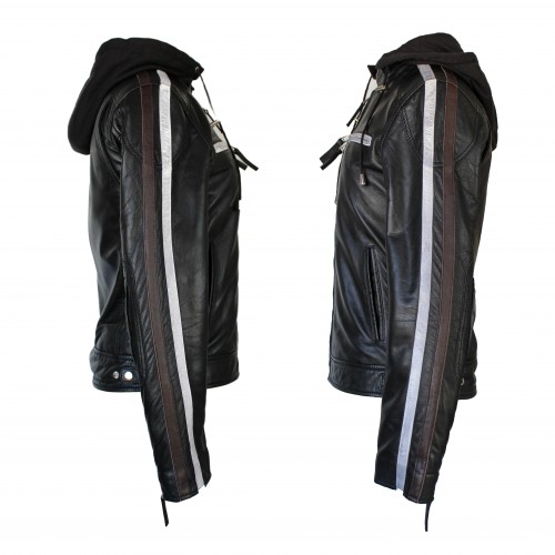 Chaqueta de piel con capucha removible BALLWO1