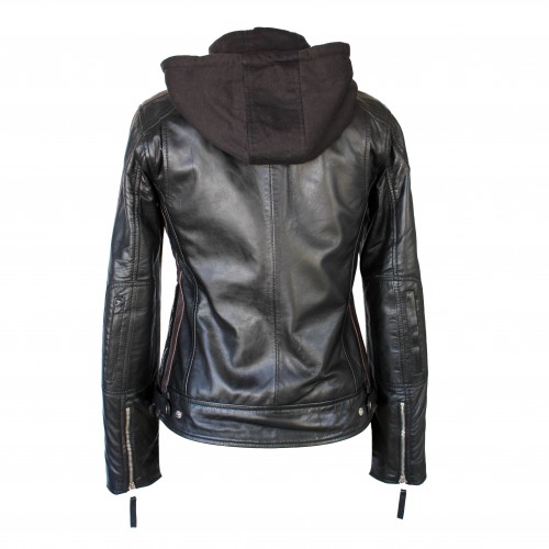 Chaqueta de piel con capucha removible BALLWO1