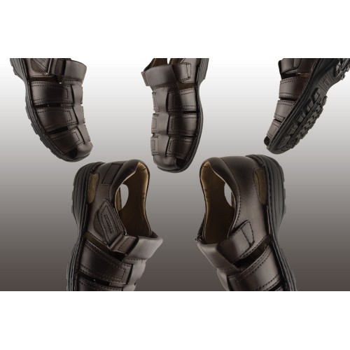 Sandalia de piel cerrada con velcro modelo KUNO