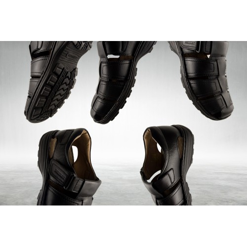 Sandalia de piel cerrada con velcro modelo KUNO