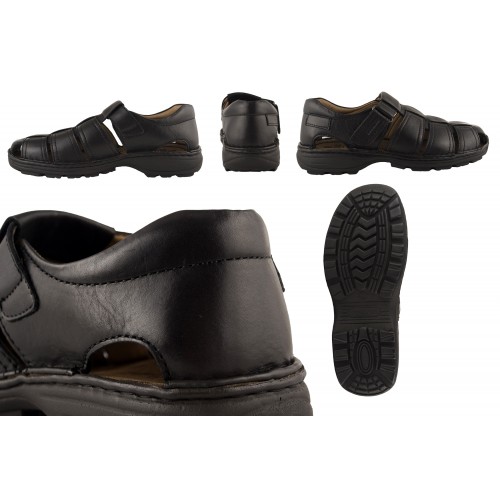 Sandalia de piel cerrada con velcro modelo KUNO