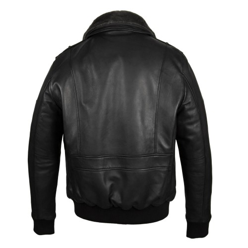 Cazadora de piel aviador con cuello desmontable