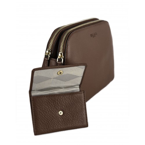 Bolso de piel con doble cremallera 24x9x17 cm