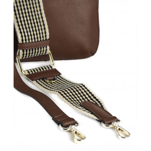 Bolso de piel con doble cremallera 24x9x17 cm