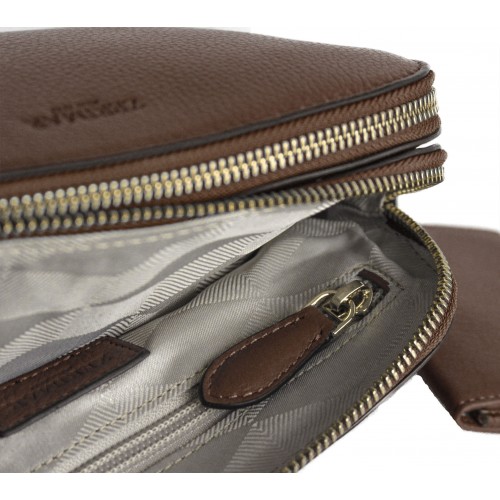 Bolso de piel con doble cremallera 24x9x17 cm