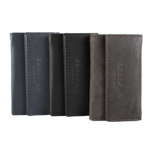 Porta llaves de piel con bolsillo de cremallera 10x7 cm