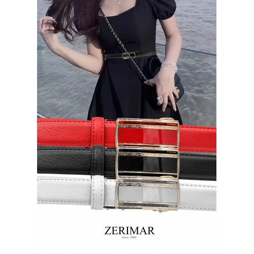 Cinturon de piel con hebilla automatica modelo LINES