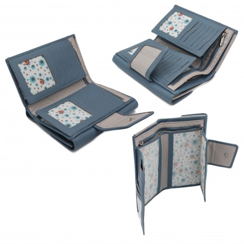 Cartera de piel de mujer grabado reptil 17x10,5 cm