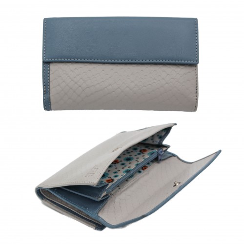 Cartera de piel de mujer grabado reptil 17x10,5 cm