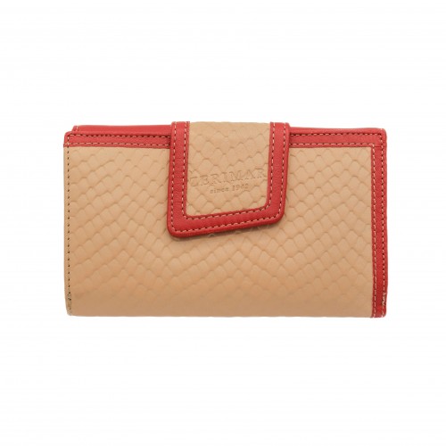 Cartera de piel de mujer grabado reptil 17x10,5 cm