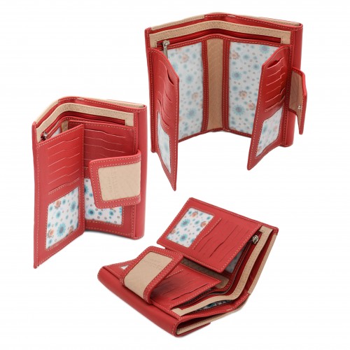 Cartera de piel de mujer grabado reptil 17x10,5 cm