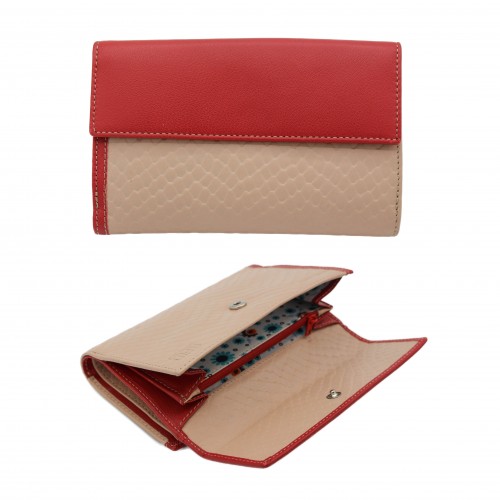 Cartera de piel de mujer grabado reptil 17x10,5 cm