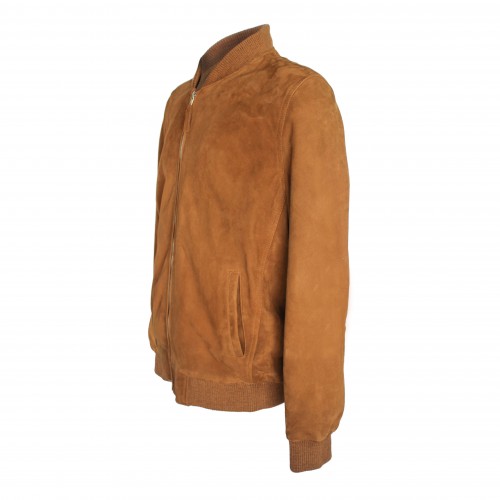 Chaqueta de ante con bolsillos y cuello de punto SOJUO