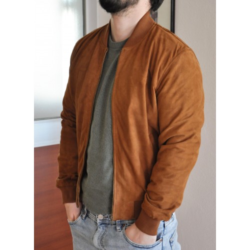 Chaqueta de ante con bolsillos y cuello de punto SOJUO