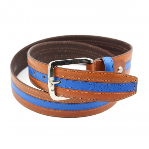 Cinturón de piel con linea azul 39 mm