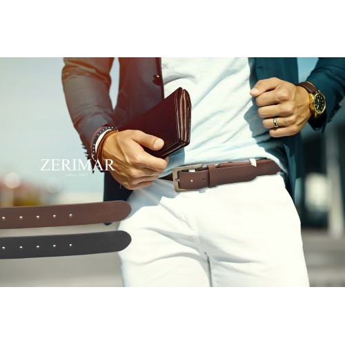 Cinturón de piel con bolsillo interno modelo PAMAJA