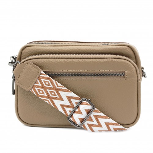 Bolso bandolera de piel con correa ancha 14'5x20x8 cm