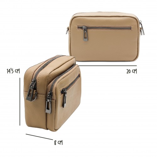 Bolso bandolera de piel con correa ancha 14'5x20x8 cm