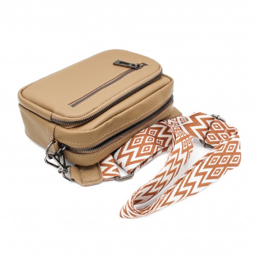 Bolso bandolera de piel con correa ancha 14'5x20x8 cm