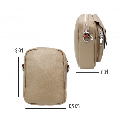 Bolso bandolera pequeño de piel 18x12,5x8 cm