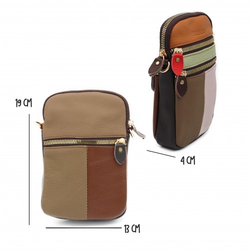 Bolso bandolera pequeño de piel 19x13x4 cm