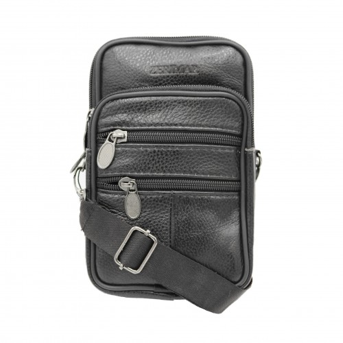 Bolso bandolera de piel con asa y para cinturón 10x8 cm