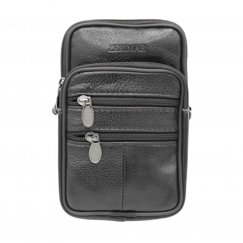 Bolso bandolera de piel con asa y para cinturón 10x8 cm