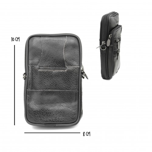 Bolso bandolera de piel con asa y para cinturón 10x8 cm
