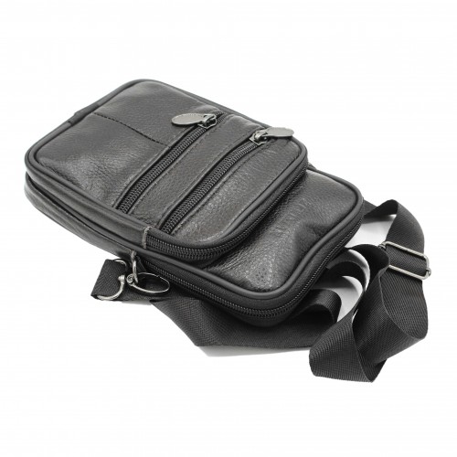 Bolso bandolera de piel con asa y para cinturón 10x8 cm