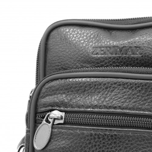 Bolso bandolera de piel con asa y para cinturón 10x8 cm