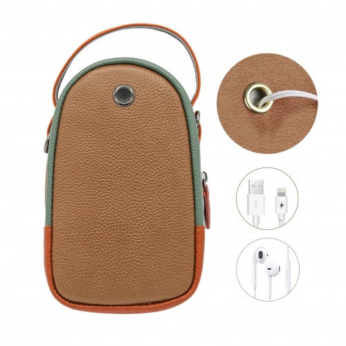 Bolso bandolera de piel multibolsillos 19x10x9 cm