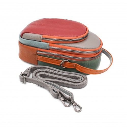 Bolso bandolera de piel multibolsillos 19x10x9 cm