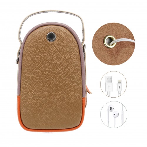 Bolso bandolera de piel multibolsillos 19x10x9 cm