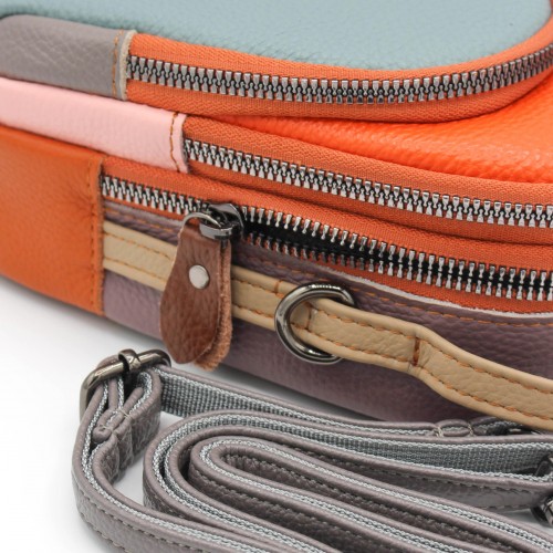 Bolso bandolera de piel multibolsillos 19x10x9 cm