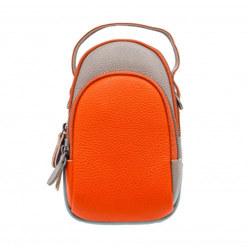 Bolso bandolera de piel multibolsillos 19x10x9 cm