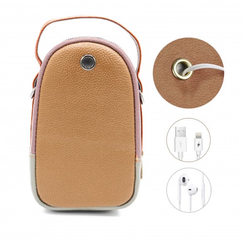 Bolso bandolera de piel multibolsillos 19x10x9 cm