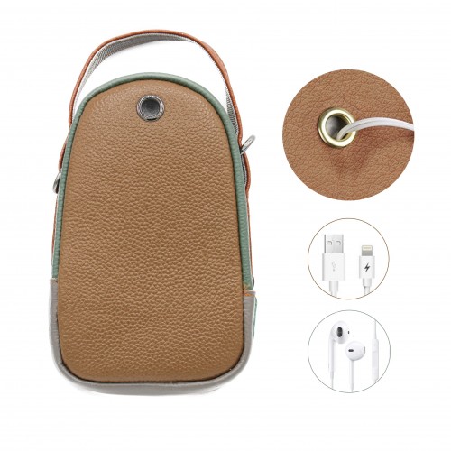 Bolso bandolera de piel multibolsillos 19x10x9 cm