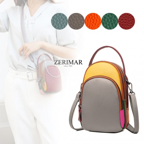 Bolso bandolera de piel multibolsillos 19x10x9 cm