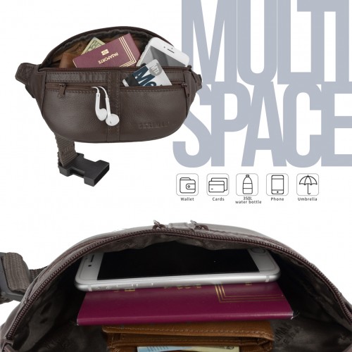 Riñonera de piel con varios compartimentos 30x11x7 cm