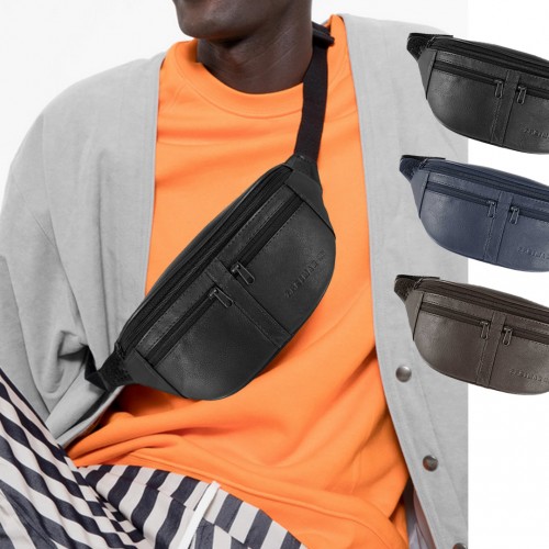 Riñonera de piel con varios compartimentos 30x11x7 cm