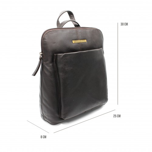 Mochila de piel cremallera 30x8x25 cm