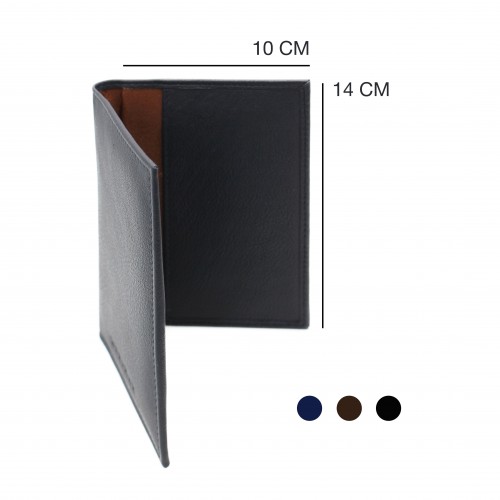 Cartera funda pasaporte de piel multiespacio 14x10 cm