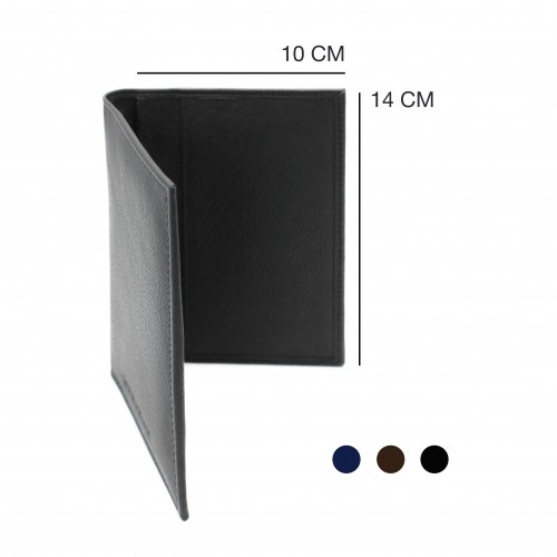 Cartera funda pasaporte de piel multiespacio 14x10 cm