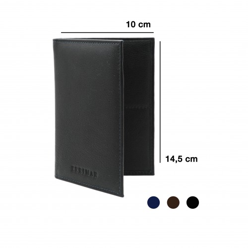 Cartera funda pasaporte de piel multiespacio 14,5x10 cm