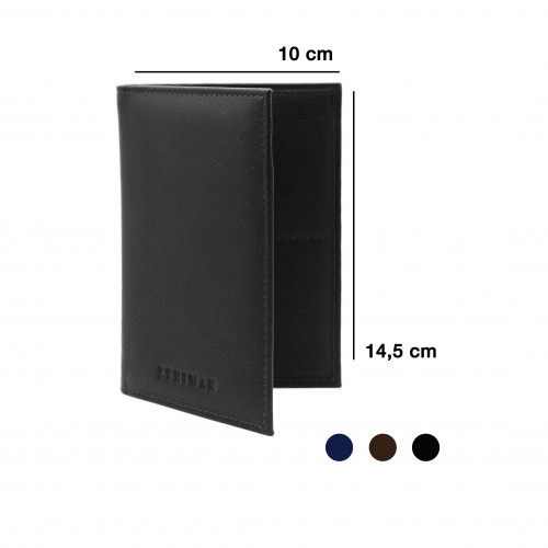 Cartera funda pasaporte de piel multiespacio 14,5x10 cm