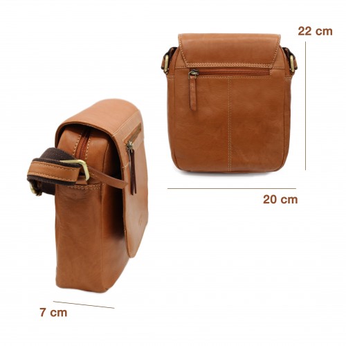Bolso bandolera de piel modelo ZIMAR 22x20x7 cm