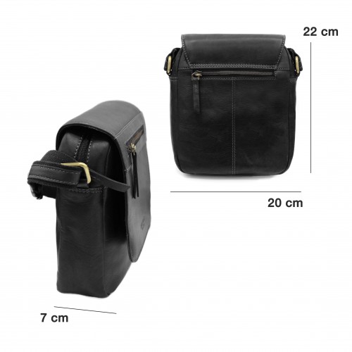 Bolso bandolera de piel modelo ZIMAR 22x20x7 cm