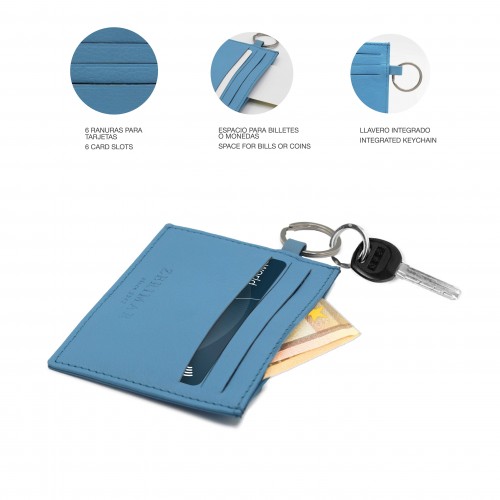 Tarjetero de piel con llavero 8,5x10 cm BLUNDY