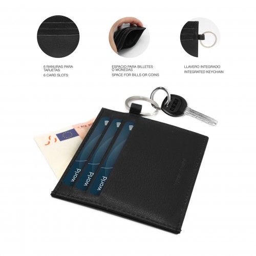 Tarjetero de piel con llavero 8,5x10 cm BLUNDY