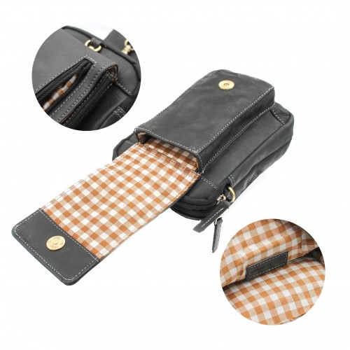 Bolso bandolera de piel modelo CORA 21x15x6 cm